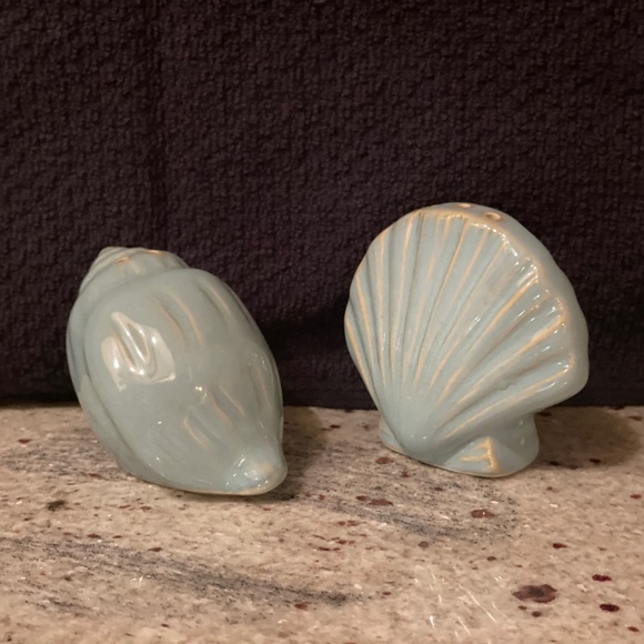 Light Blue Sea Shell Salt and Pepper Shakers - Picture 1 of 5